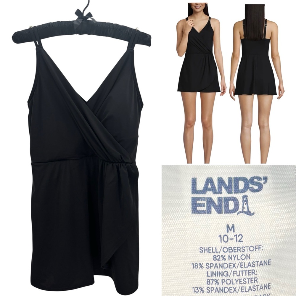 Land's End V-neck Tulip Wrap Swim Dress One Piece Swimsuit